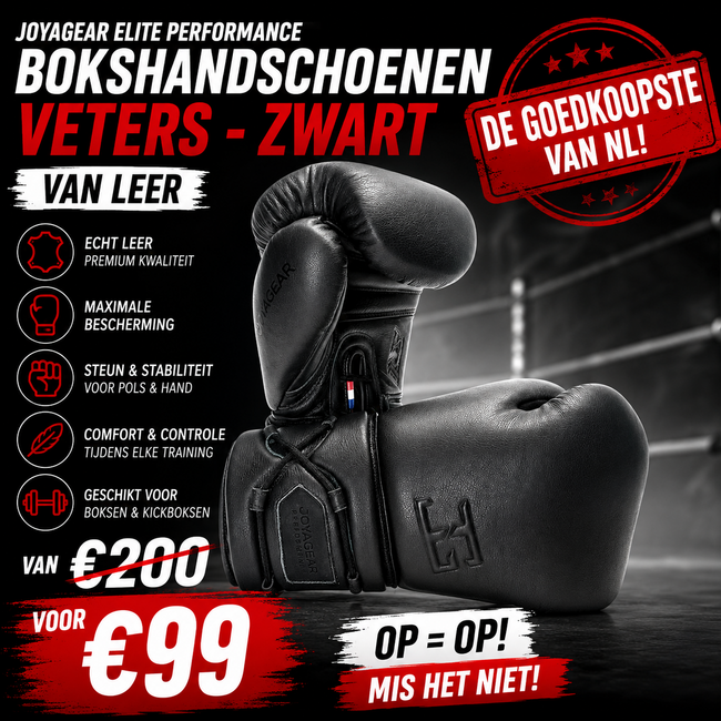 JOYA Joyagear Elite (leer) Performance Bokshandschoenen – Veters - Zwart