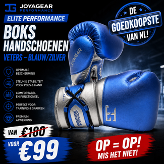 JOYA Joya Performance Bokshandschoenen met Veters – Blauw/Zilver