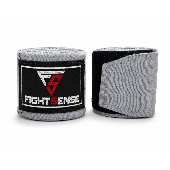 Fightsense bandages – Grijs – 500CM – Boksbandages voor vechtsport en training