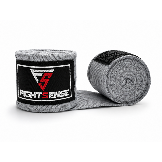 Fightsense bandages – Grijs – 500CM – Boksbandages voor vechtsport en training