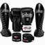 FAIRTEX Fairtex Fightset Zwart – Bokshandschoenen & Scheenbeschermers – Complete Set voor Muay Thai & Kickboksen