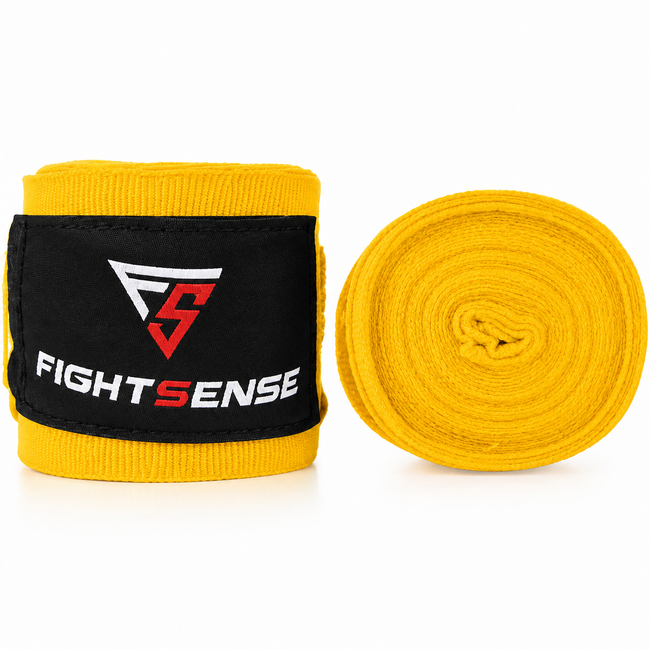 Fightsense bandages – GEEL 500cm – Boksbandages voor vechtsport en training
