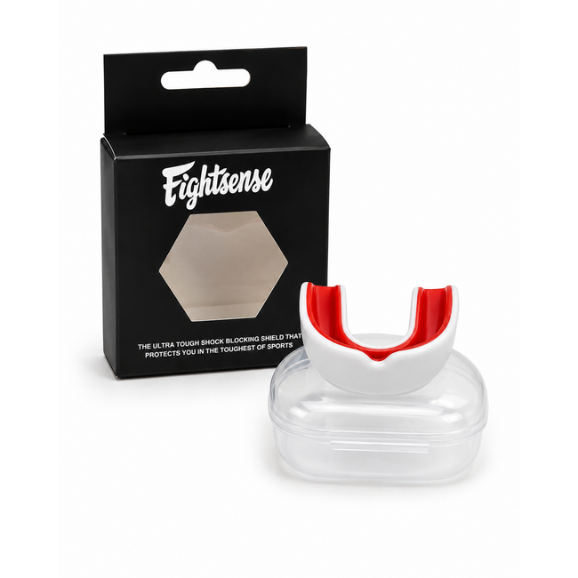 Fightsense Gebitsbeschermer voor Volwassenen – Wit/Rood – Inclusief Opbergdoos – Gebitsbeschermer voor vechtsport en training