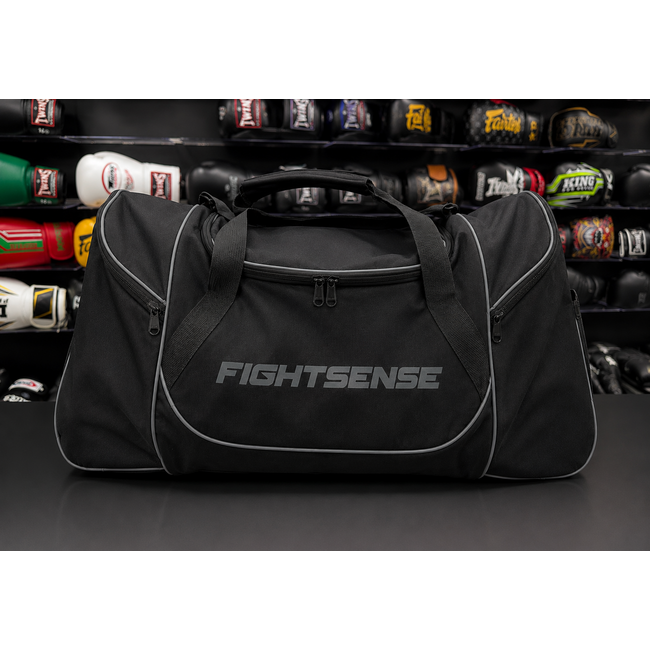 Fightsense Duffelbag Sporttas – Zwart/Grijs – Ruime vechtsporttas