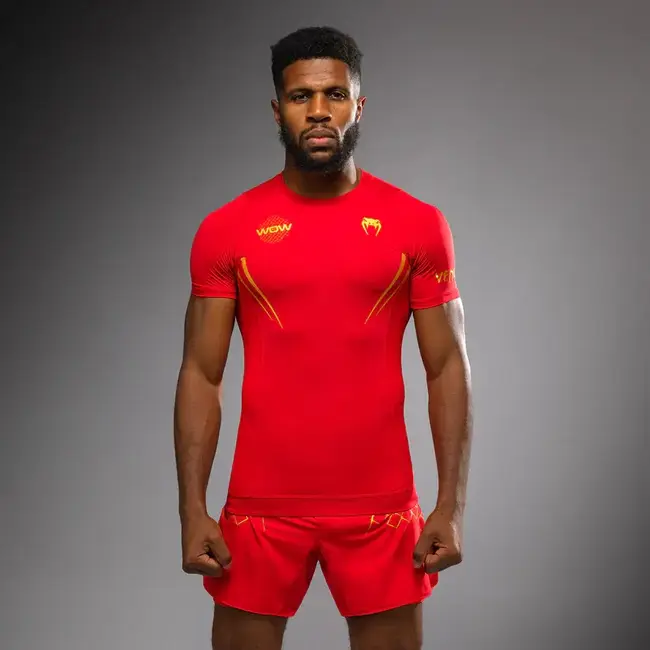 Venum Venum x WOW FC Rashguard Korte Mouwen – Fury Rood/Goud – MMA & BJJ