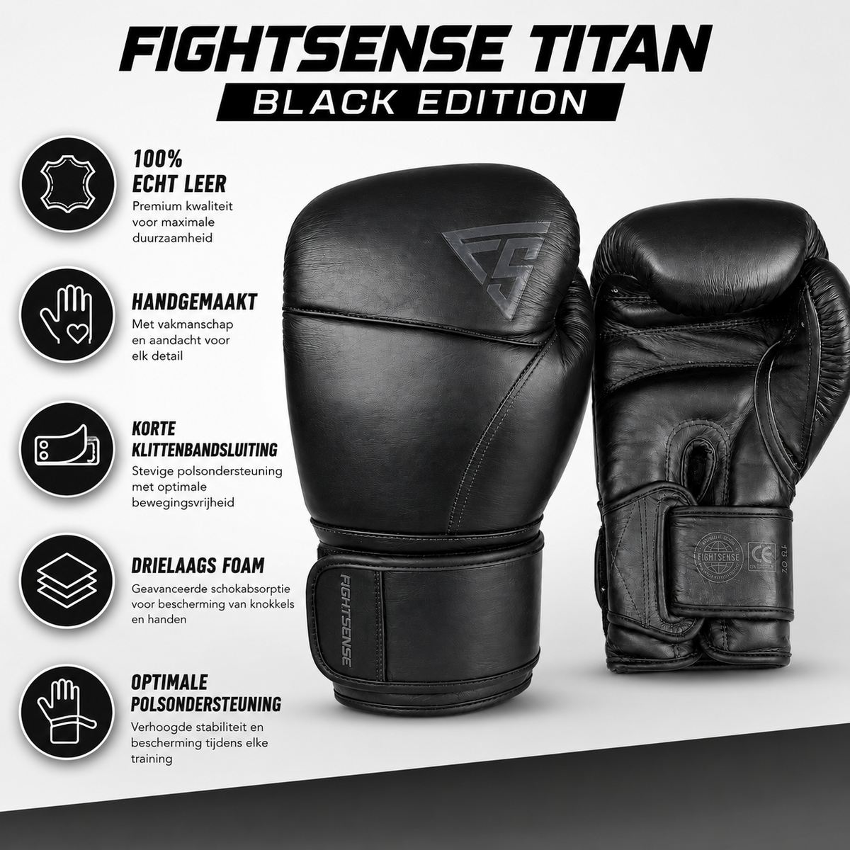Fightsense Titan – gants de boxe – noir