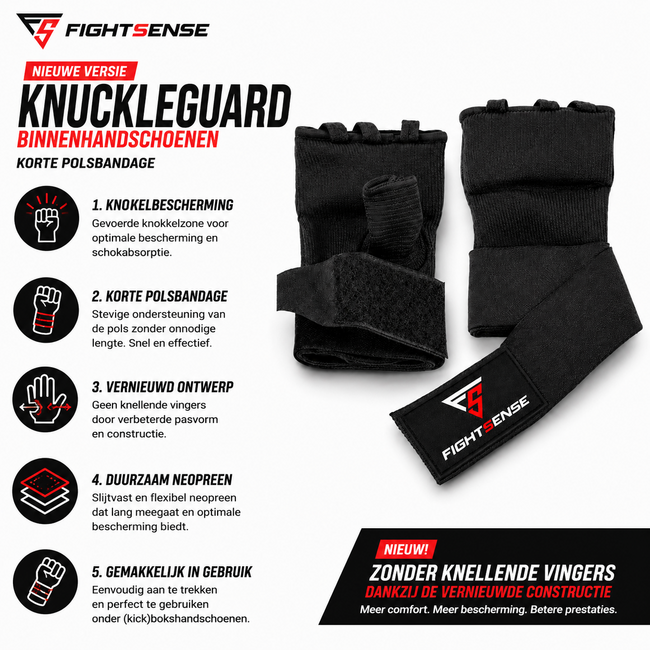 Fightsense ImpactWrap – Binnenhandschoenen – Vechtsportartikel voor vechtsport en training