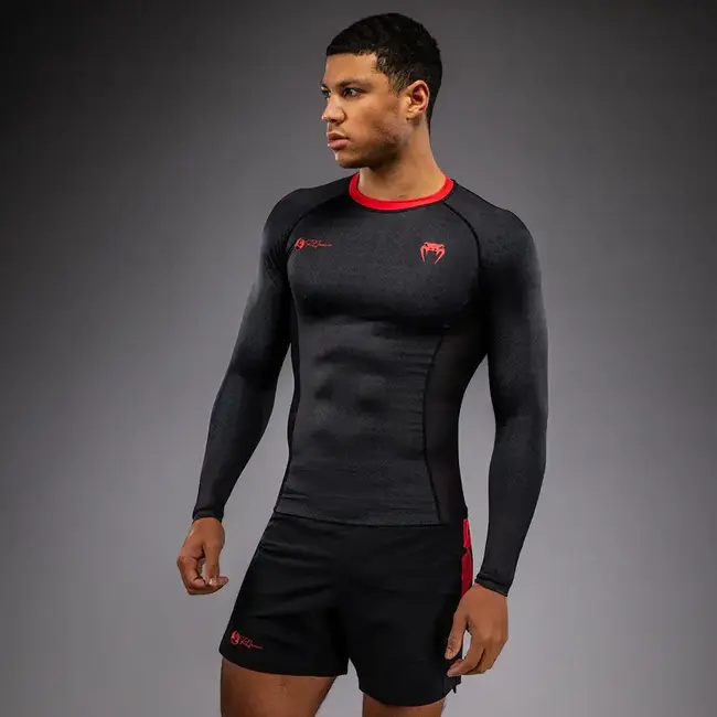 Venum Venum x Roger Gracie Signature Long Sleeve Rashguard – Black/Red – IBJJF Approved