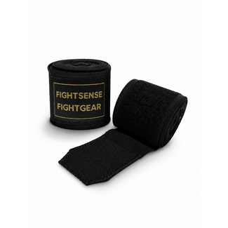 Fightsense ImpactWrap Handwraps 500cm – Boksbandages 500 cm – Zwart/Goud