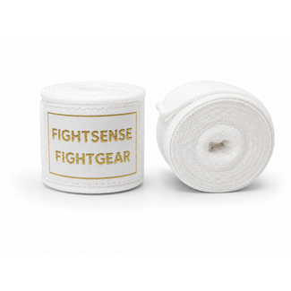 Fightsense ImpactWrap 500cm Handwraps – Boksbandages 500 cm – Wit/Goud