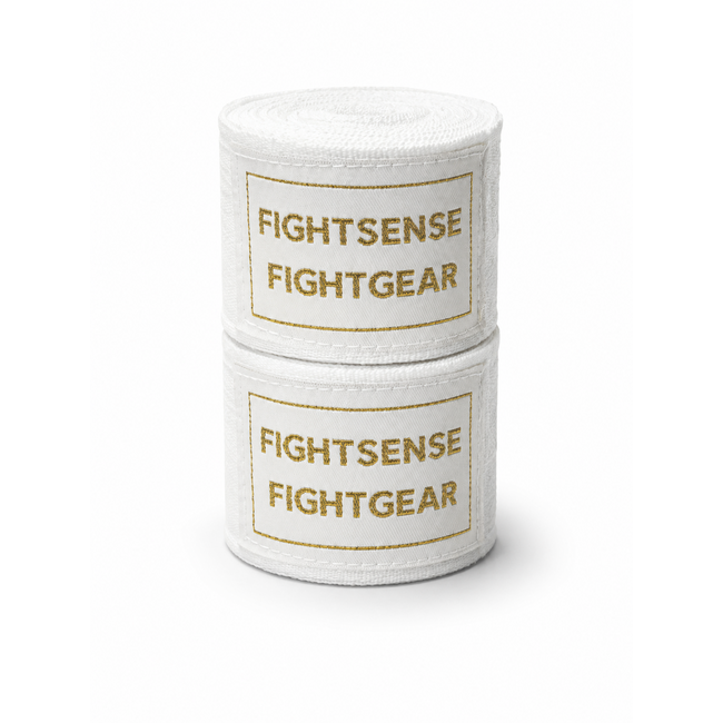 Fightsense ImpactWrap 500cm Handwraps – Boksbandages 500 cm – Wit/Goud
