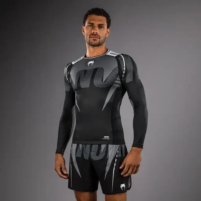 Venum Venum Adrenaline Rashguard Lange Mouwen – Zwart/Zilvergrijs