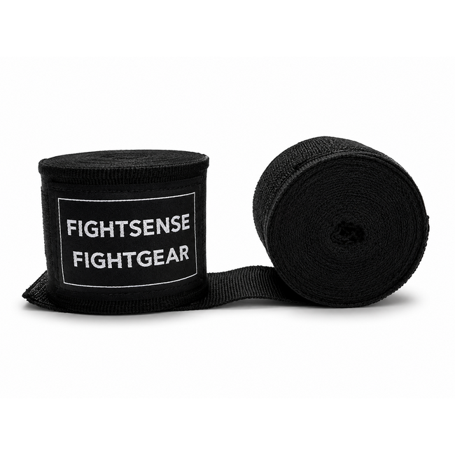 Fightsense ImpactWrap 500 Handwraps – Zwarte boksbandages van 500 cm