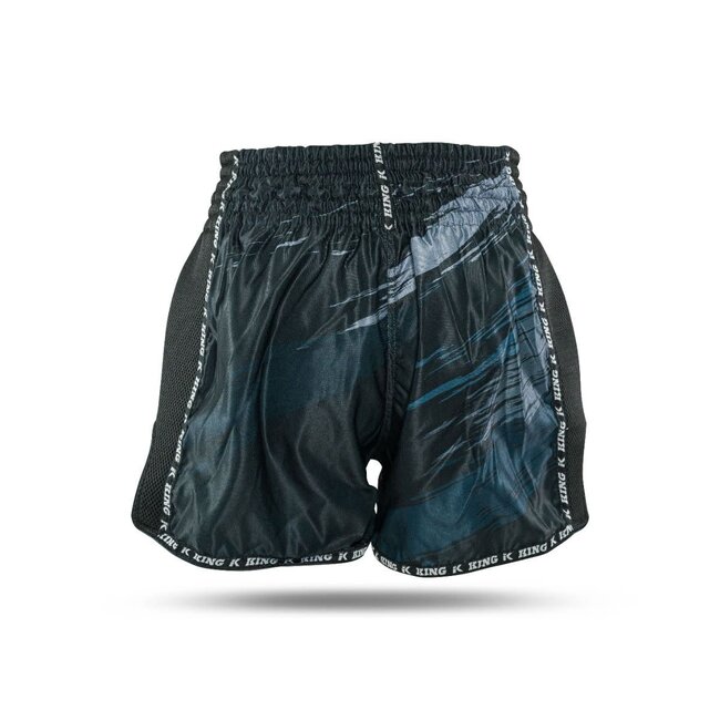 King Pro Boxing King Pro Boxing Storm 1 Muay Thai Short – Zwart/Donkerblauw – Lichtgewicht Microvezel