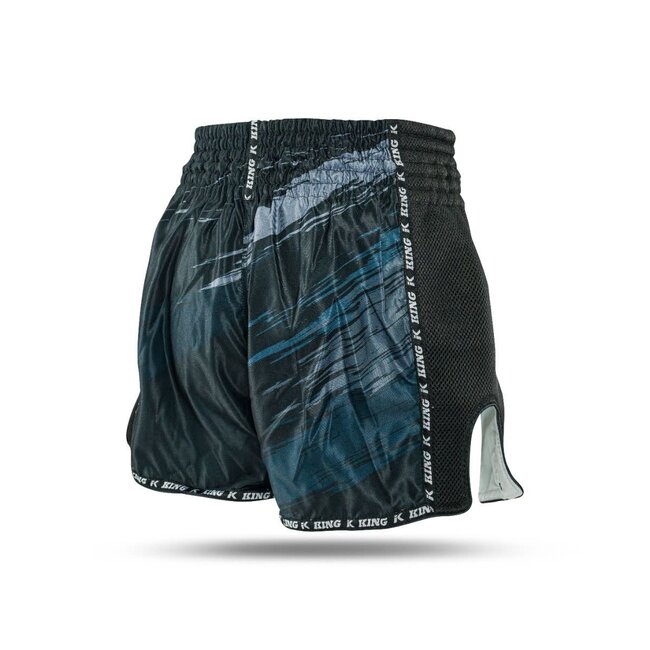 King Pro Boxing King Pro Boxing Storm 1 Muay Thai Short – Zwart/Donkerblauw – Lichtgewicht Microvezel
