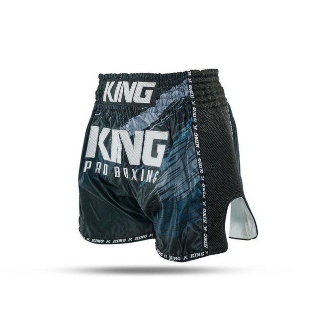 King Pro Boxing King Pro Boxing Storm 1 Muay Thai Short – Zwart/Donkerblauw – Lichtgewicht Microvezel
