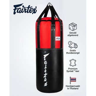 FAIRTEX Fairtex HB3 Extra Large Heavy Bag – Zwart/Rood – 100 cm Hoog x Ø40 cm Diameter – Gevuld & Gratis Bezorgd