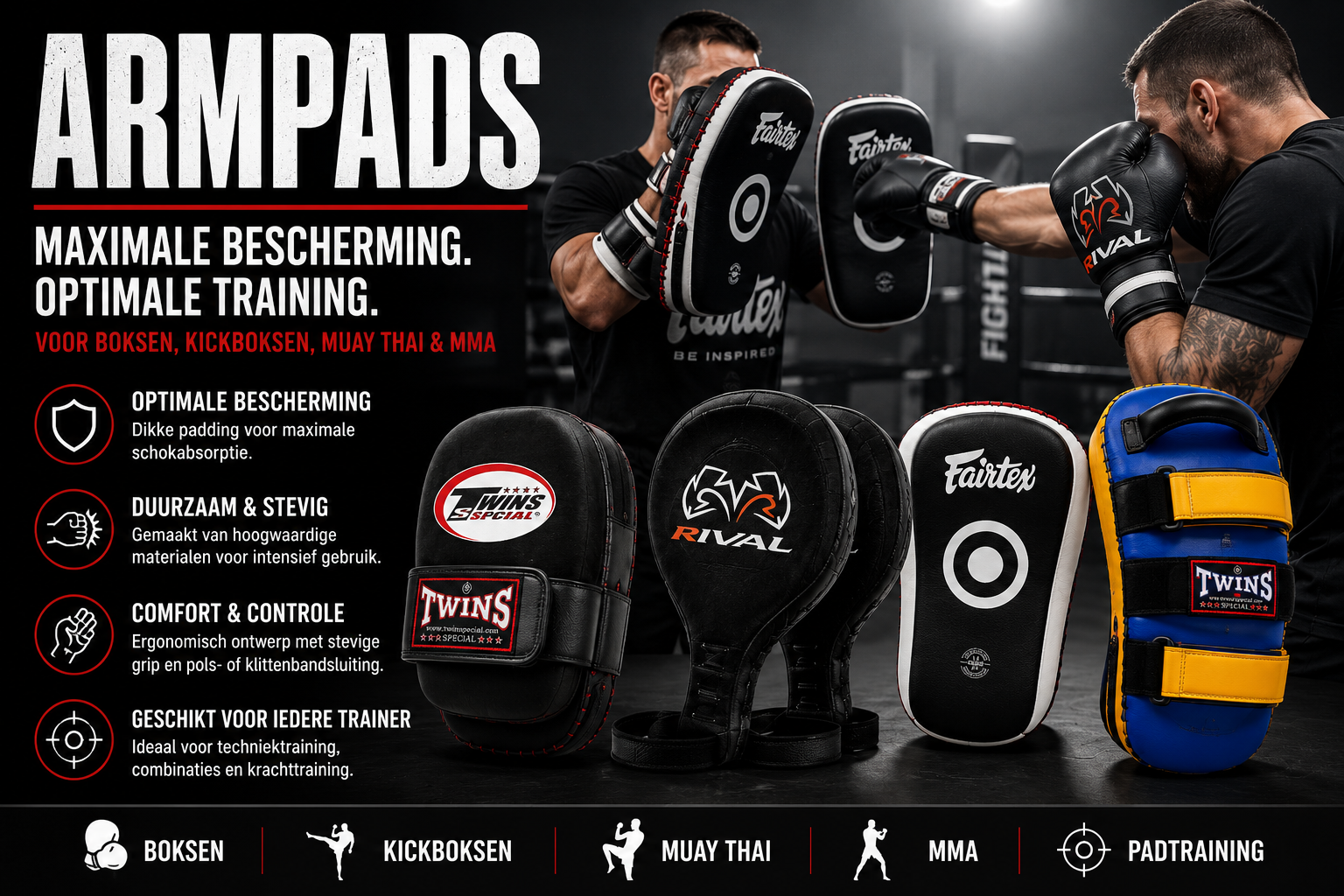 Armpads voor Boksen, Kickboksen en Muay Thai