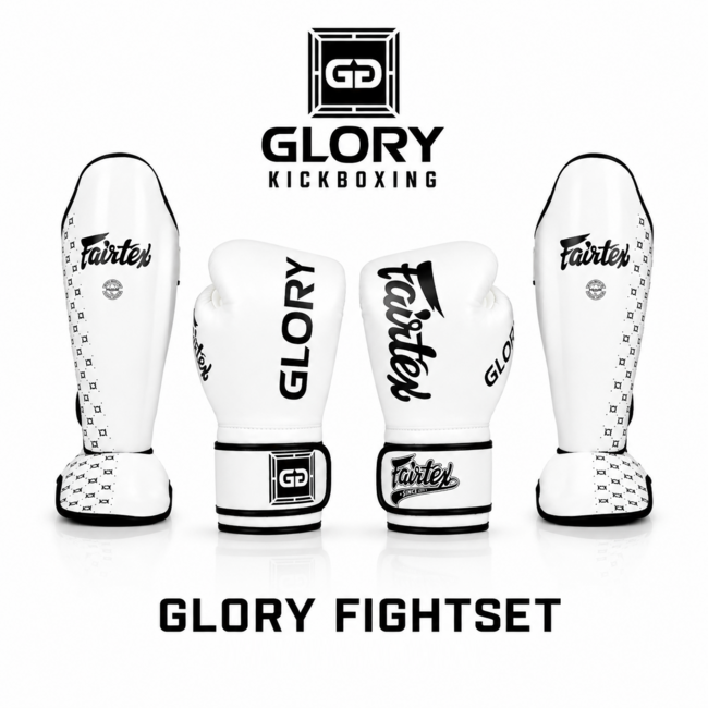 FAIRTEX Fairtex x Glory Fightset – White/Black – Premium Thaise Bescherming voor Kickboksen & Muay Thai