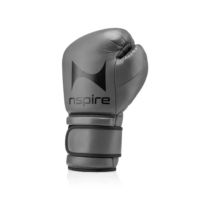 NSPIRE Pro Leather Leren Bokshandschoenen – Grijs/Zwart – 12oz en 14oz