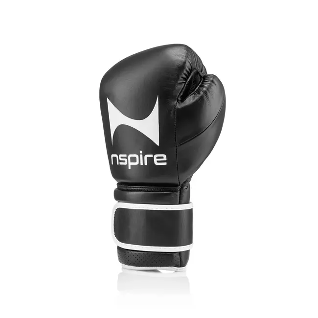 NSPIRE Pro Leather Leren Bokshandschoenen – Zwart/Wit – 12oz, 14oz en 16oz