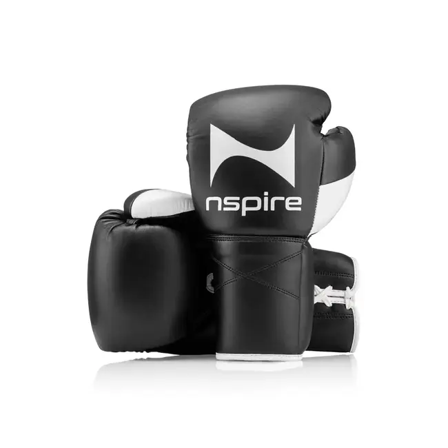 NSPIRE Lace-Up Microfiber Bokshandschoenen – Zwart/Wit
