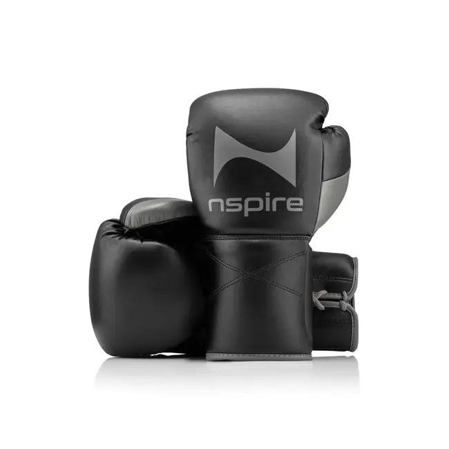 NSPIRE Lace-Up Microfiber Bokshandschoenen – Zwart/Grijs