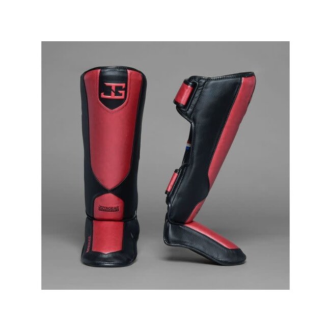 JOYA Performance Scheenbeschermers – Zwart/Rood – Ergonomisch – Kickboksen & Muay Thai