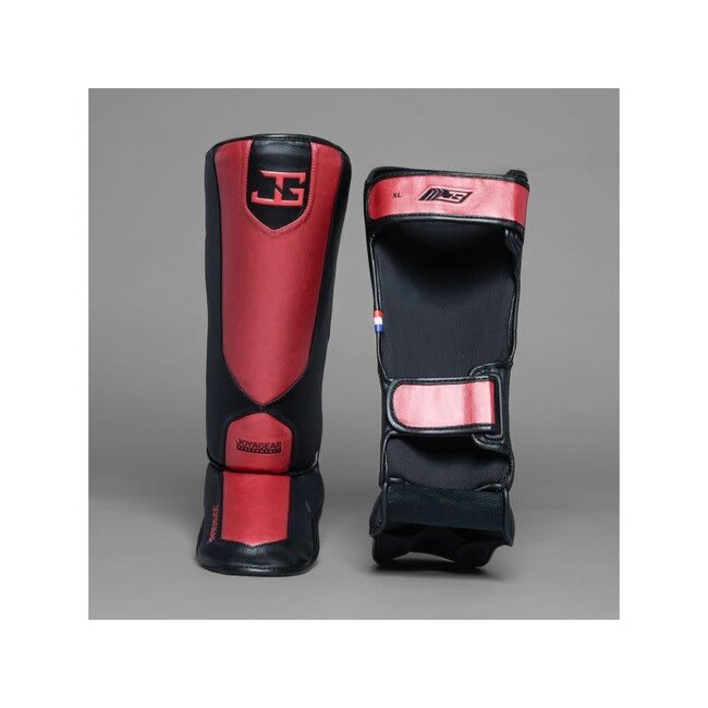 JOYA Performance Scheenbeschermers – Zwart/Rood – Ergonomisch – Kickboksen & Muay Thai