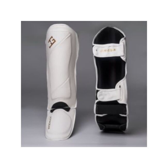 JOYA Eagle Scheenbeschermers – Wit/Goud – Comfortabel – Kickboksen & Muay Thai