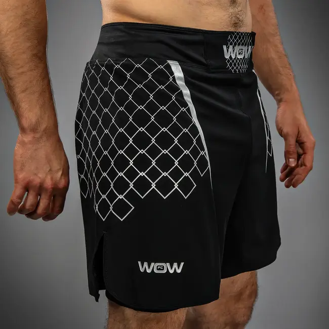 Venum X WOW FC Fightshort – Zwart/Zilvergrijs – Voor Boksen, Kickboksen & Training