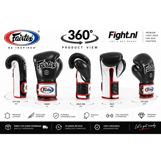 FAIRTEX BGV9 Mexican Style Bokshandschoenen – Zwart/Wit/Rood