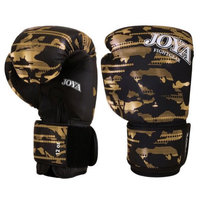 JOYA Camo V2 Kickboksset voor Kinderen – Bokshandschoenen en Scheenbeschermers – Goud/Zwart