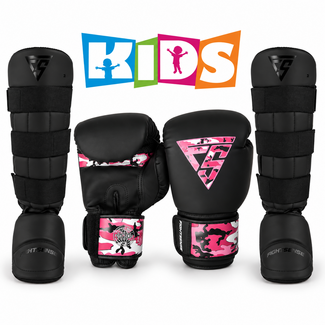 Fightsense Kids Kickboksset – Camo Roze