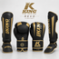 King Pro Boxing King Pro Boxing REVO Kickboksset – Bokshandschoenen en Scheenbeschermers – Zwart/Goud