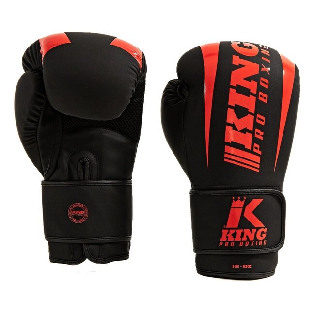 King Pro Boxing King Pro Boxing REVO Kickboksset – Bokshandschoenen en Scheenbeschermers – Zwart/Rood