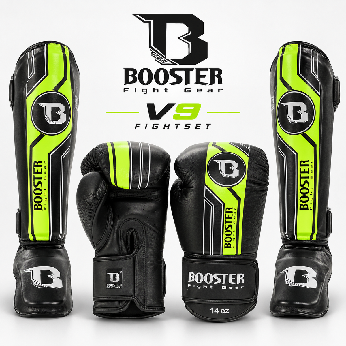 Booster Fightgear V9 pack de kick-boxing – noir/jaune