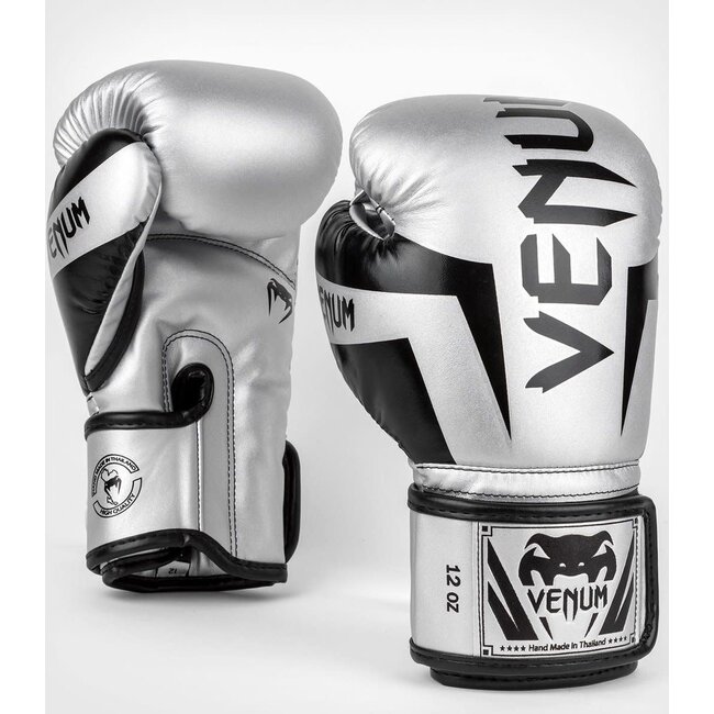 Venum Elite Bokshandschoenen voor Boksen en Kickboksen – Zilver/Zwart