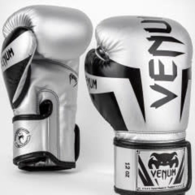 Venum Elite Bokshandschoenen voor Boksen en Kickboksen – Zilver/Zwart