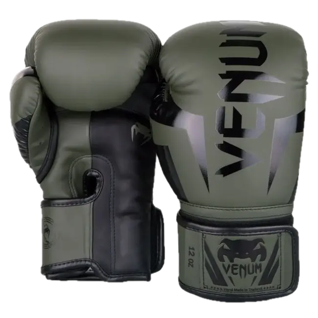 Venum Venum Elite Kickboksset – Bokshandschoenen & Scheenbeschermers – Khaki/Zwart