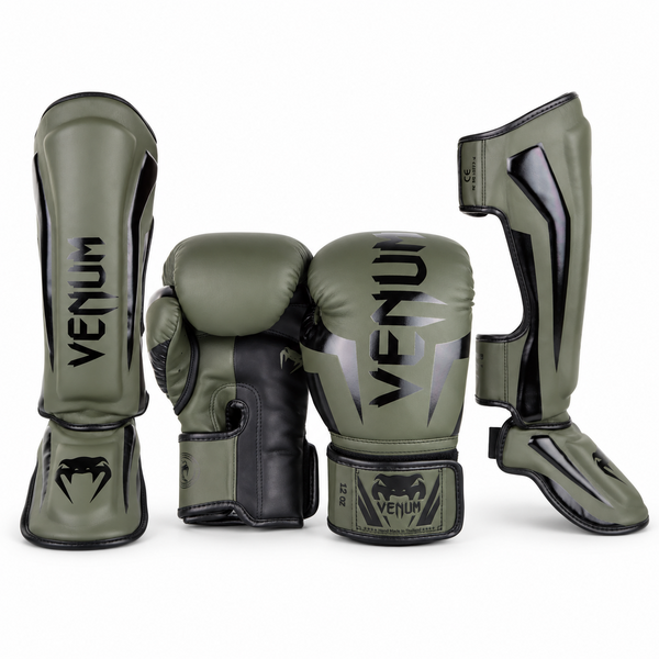 Venum Elite pack de kick-boxing – kaki/noir