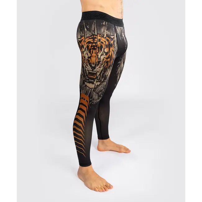 Venum Tiger Compressiebroek – Zwart/Neon Oranje – MMA & BJJ Spats