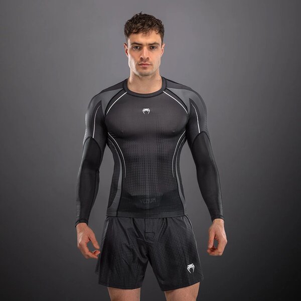 Venum Stealth Langarm-Rashguard – Schwarz/Weiß
