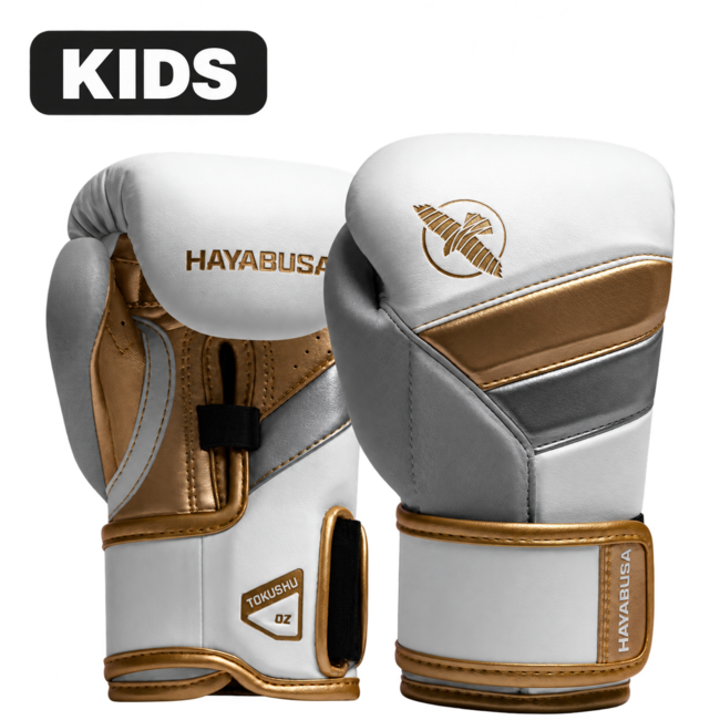 Hayabusa T3 Kids Bokshandschoenen – Wit/Goud