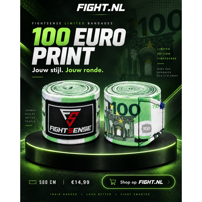 Fightsense Fightsense Limited Bandages – 100 Euro Print – 500 cm