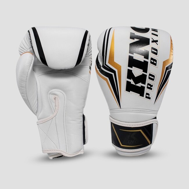 King Pro Boxing Thor Fightset – Bokshandschoenen & scheenbeschermers – Wit/Goud/Zwart
