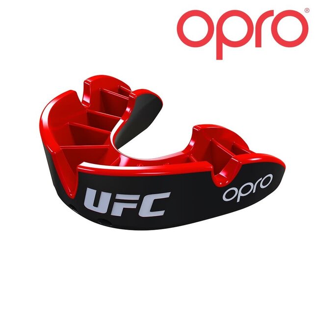 UFC gebitsbescherming - OPRO zilver - ZWART/ROOD