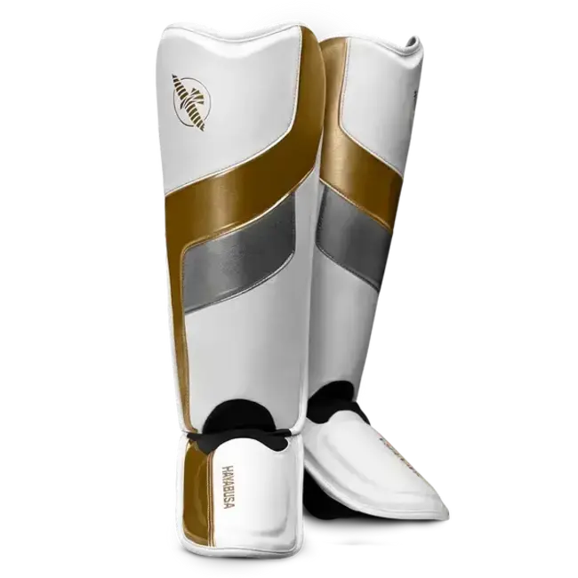 Hayabusa T3 Full-Back Scheenbeschermers - White/Gold