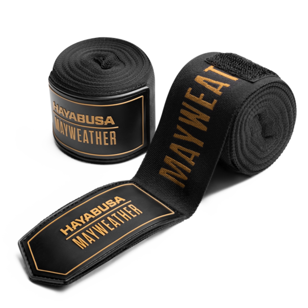 Hayabusa Mayweather Deluxe bandes de boxe 180 inch – noir/or