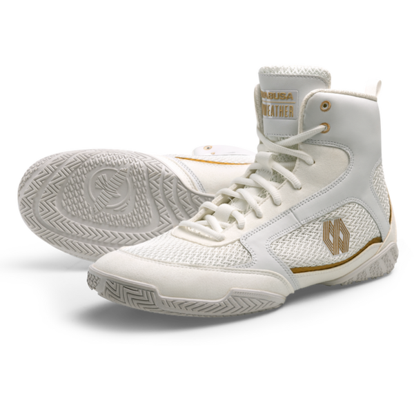 Hayabusa Mayweather Champ chaussures de boxe – blanc/or
